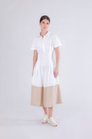 vestido bicolor con mangas cortas whitesand