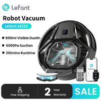 robot aspirador lefant m320 con mopa succion potente de 6000pa contenedor de polvo visible deteccion de alfombras control por voz alexa