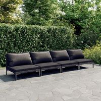sofas de jardin 4 uds  conjunto mueble jardin mesa y sillas y cojines ratan sintetico gris oscuro cfw58437