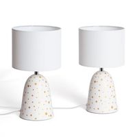 pack de 2 lamparas de mesa ceramica y tela argua marfil