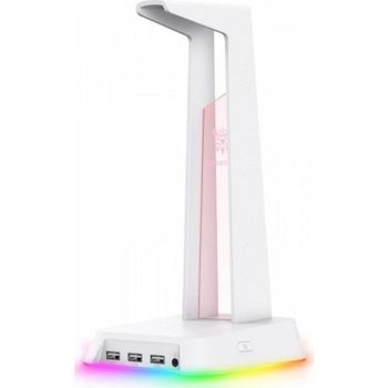 Soporte para auriculares Onikuma ST2 RGB blanco con 3 puertos USB