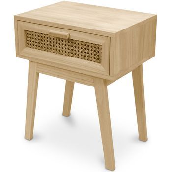 Mesita De Noche Con Cajón - Madera Boho Bali - Yanpai Natural