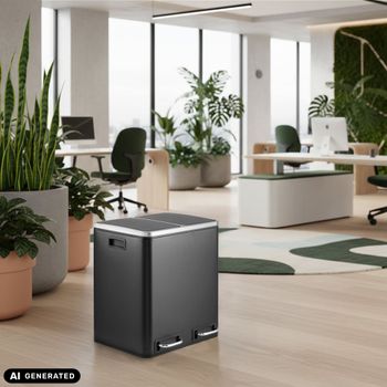 Cubo de basura de acero de 30 litros negro