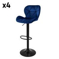 4x taburetes giratorios de bar tapizados azul regulable en altura