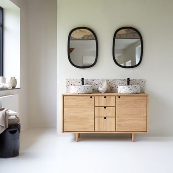 Mueble para lavabo de teca maciza de 145 cm