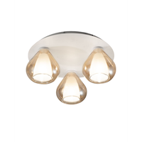 lila - lampara de techo redonda d40cm fabas luce - aplique de pared con 3 bombillas led e27 max 40w - ambar