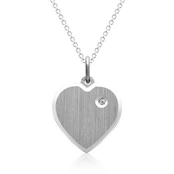 Cadena de plata colgante corazón con piedra