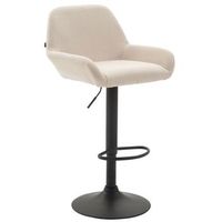 taburete de bar x1 reposapies en forma de arco en metal negro asiento de tela crema 100004546
