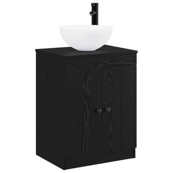 Juego De Muebles De Baño Roble Negro Madera De Ingeniería Vidaxl