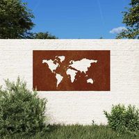 adorno de pared jardin acero corten diseno mapamundi 105x55 cm cfw89182