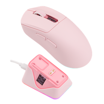 Ratón Inalámbrico para Juegos EPOMAKER NEX Lite, Cableado/Bluetooth/2.4Ghz, Ergonómico, Sensor PAW3311, con Pantalla Dual para PC/Mac/Linux