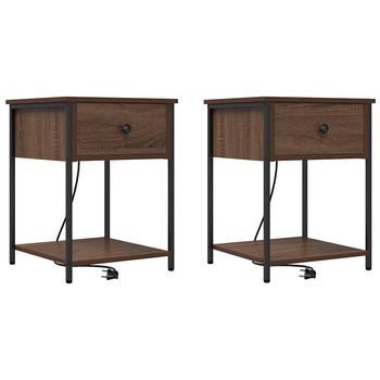 Juego De Mesitas De Noche - Armarios De Noche Con Cajón Marrón Roble 42 X 41 X 56 Cm Mc6889