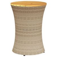 mesa de jardin  mesa de exterior forma de tambor ratan sintetico y madera beige