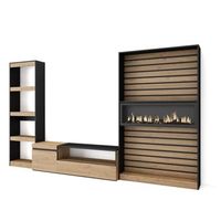 muebles de salon para tv conjunto de muebles comedor 320x186x35cm chimenea electrica xxl estilo moderno roble y negro