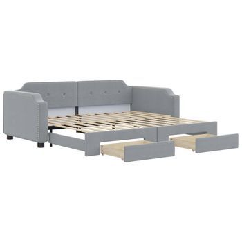 Cama Individual | Cama Para Adultos | Sofá Cama Nido Con Cajones Tela Gris Claro 80x200 Cm