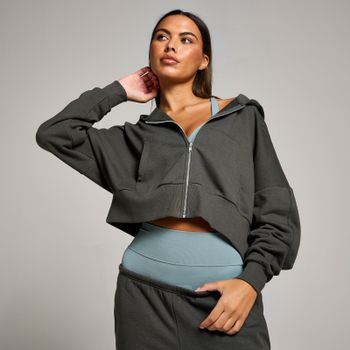 Sudadera corta con capucha y cremallera integral Tempo para mujer de MP - Gris noche - XL