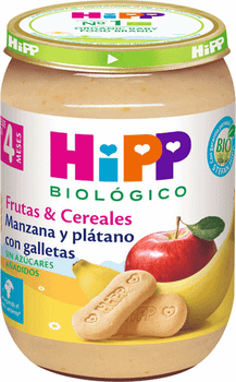 HiPP Tarrito de Manzana y Plátano con Galletas +4m BIO 190 gr
