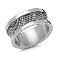 anillo moderno de acero inoxidable con cable optico de acero