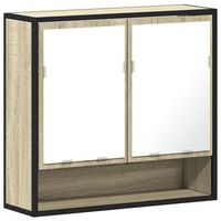 armario con espejo de bano  mueble de bano madera roble sonoma 65x20x60 cm