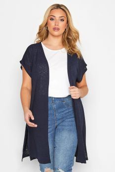 Chaleco Largo De Punto Azul Marino, Mujer Curvy Y Tallas Grandes, Yours