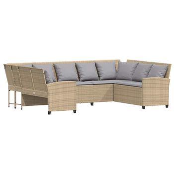 Sofá De Jardín Con Cojines Ratán Sintético Beige Vidaxl