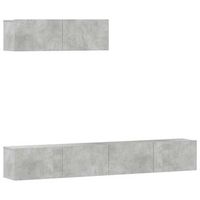 set de muebles de tv 3 piezas madera contrachapada gris hormigon