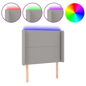 Cabecero Cama | Panel De Cabecera Con Led De Tela Gris Claro 93x16x118/128 Cm