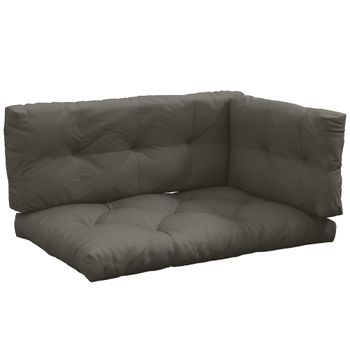 Outsunny Set de 3 Cojines de Jardín para Sofás y Palets en Poliéster con Relleno Grueso Gris Oscuro   Aosom España