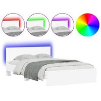 cama matrimonial  cama para adultos  estructura de cama con cabecero y luces led blanco 120x190 cm
