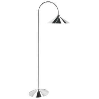 Lámpara De Pie Estilo Moderno Sala De Estar Pantalla Y Base De Metal Plateado Savegre