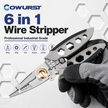 Alicates profesionales 6 en 1 para pelar cables, cortador de cables eléctricos multifuncional, herramienta de crimpado, pelacables y herramienta de agarre de tornillos para electricistas