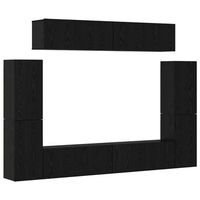 conjunto de mueble de tv 8 piezas roble negro 80 x 30 x 305 cm