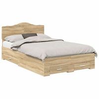 cama matrimonial  cama para adulto  estructura de cama con cabecera roble sonoma 135 x 190 cm