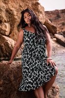 yours vestido playero negro estampado mujer curvy y tallas grandes yours