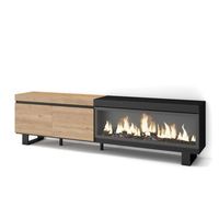 mueble tv television muebles de salon almacenaje 210 para tv hasta 80 chimenea electrica xxl diseno industrial estilo moderno roble y negro