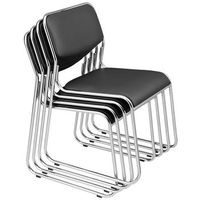 protec silla de oficina  silla de trabajo - asiento y respaldo acolchado - tapiceria de cuero sintetico - elegante - negro - 4 x sillas