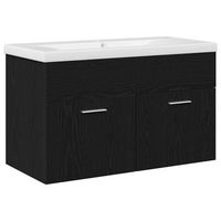 mueble de cuarto de bano roble negro 80 x 385 x 46 cm vidaxl