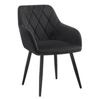 silla de comedor silla de cocina de terciopelo asiento acolchado y patas de metal - negra - woltu