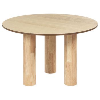 Mesa De Comedor Rústica Tablero Redondo Patas De Madera De Caucho ⌀ 120 Cm Madera De Fresno Claro Orin