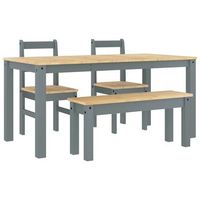 juego de comedor panama 4 pzas madera maciza de pino gris vidaxl