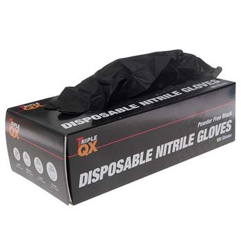 Powder Free Nitrile Gloves Black - Medium (Qty 100)