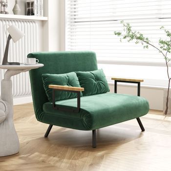 Sofá Cama De 2 Plazas De Terciopelo Homcom 102x73x81cm Verde