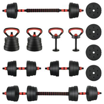 Juego De Mancuernas 4 En 1 30kg Negro Y Rojo Vidaxl