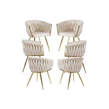 Pack 6 Sillas Widny Golden Terciopelo De Terciopelo 87*56*44 Cm - Beige
