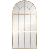 espejo de pared arqueado espejo de pared en forma de ventana juego de 3 piezas marco en metal 76 x 150 cm dorado homcom   aosom espana