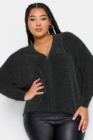 yours top negro y plata con cremallera mujer curvy y tallas grandes yours