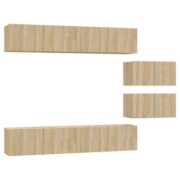 Set De 6 Uds Muebles Tv | Mueble De Salón | Armario Tv Madera Contrachapada Roble Sonoma