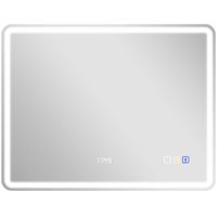 homcom espejo de bano con iluminacion led almohadilla antivaho 3 colores ajustables reloj 700x900 mm color plata