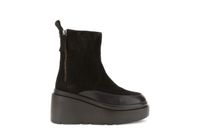 botin de mujer en ante con doble cremallera y meseta dark brown