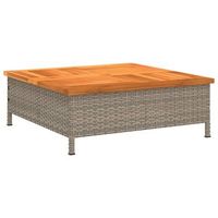 mesa de jardin  mesa de exterior ratan y madera de acacia gris 70x70x25 cm